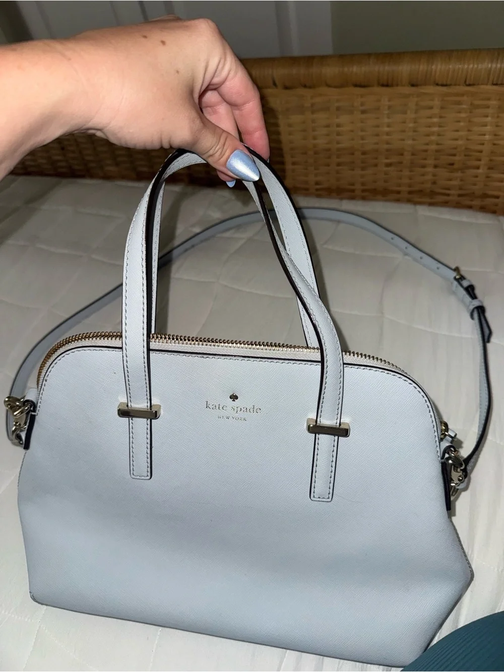 kate spade Pale Blue Dome Satchel with Crossbody Strap